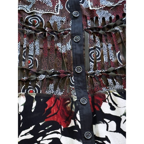 $550 BYRAN LARS Beauty Mark MULTI COLOR Patch MIDI LINED DRESS SIZE 0 - Picture 10 of 11